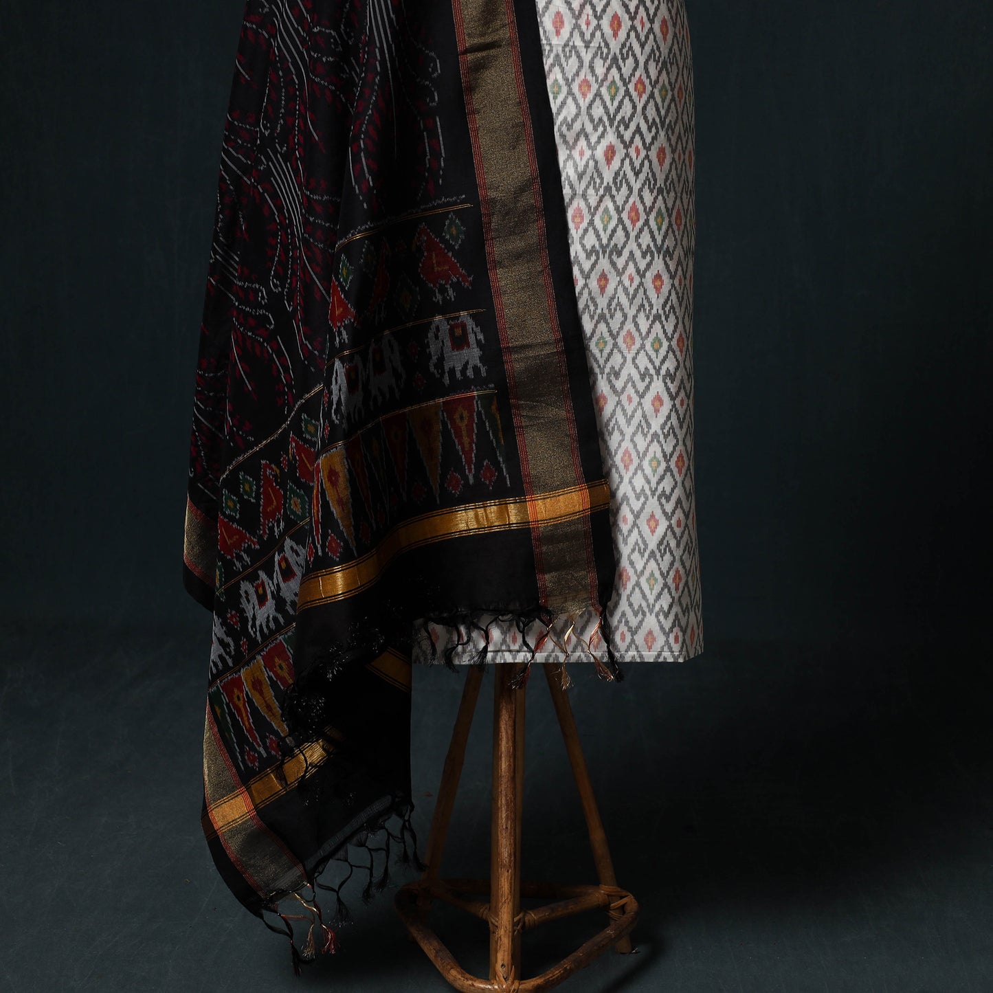 Pochampally Ikat Handloom Sico 2pc Unstitched Dress Material Kurta Set 01