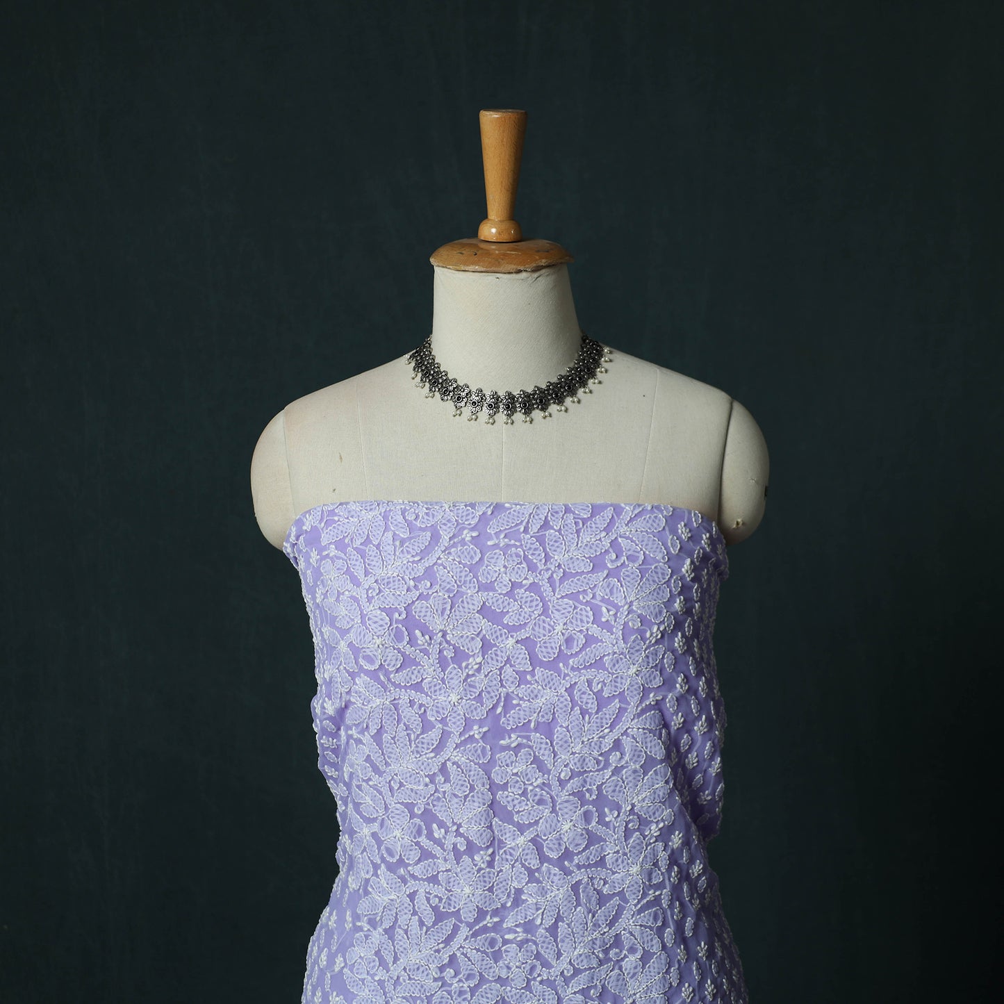 Purple - ucknowi Chikankari Hand Embroidered Georgette 3pc Unstitched Dress Material Suit Set 12