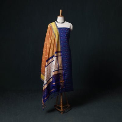 Pochampally Ikat Handloom Sico 2pc Unstitched Dress Material Kurta Set 03