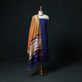 Pochampally Ikat Handloom Sico 2pc Unstitched Dress Material Kurta Set 03