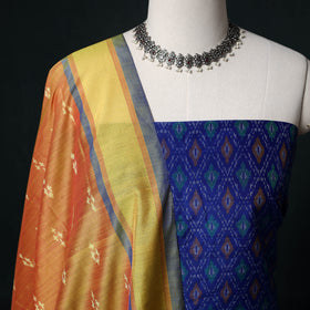 Pochampally Ikat Handloom Sico 2pc Unstitched Dress Material Kurta Set 03