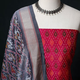 Pochampally Ikat Handloom Sico 2pc Unstitched Dress Material Kurta Set 04