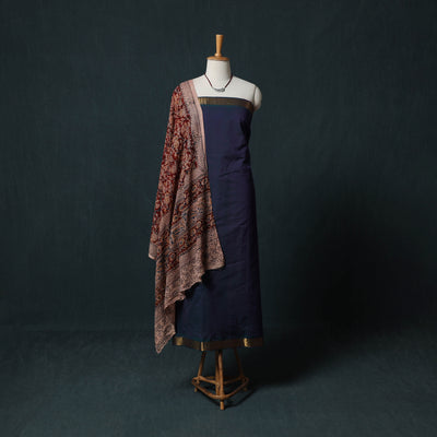 Mangalagiri Handloom Cotton 3pc Unstitched Dress Material Suit Set