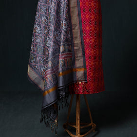 Pochampally Ikat Handloom Sico 2pc Unstitched Dress Material Kurta Set 04
