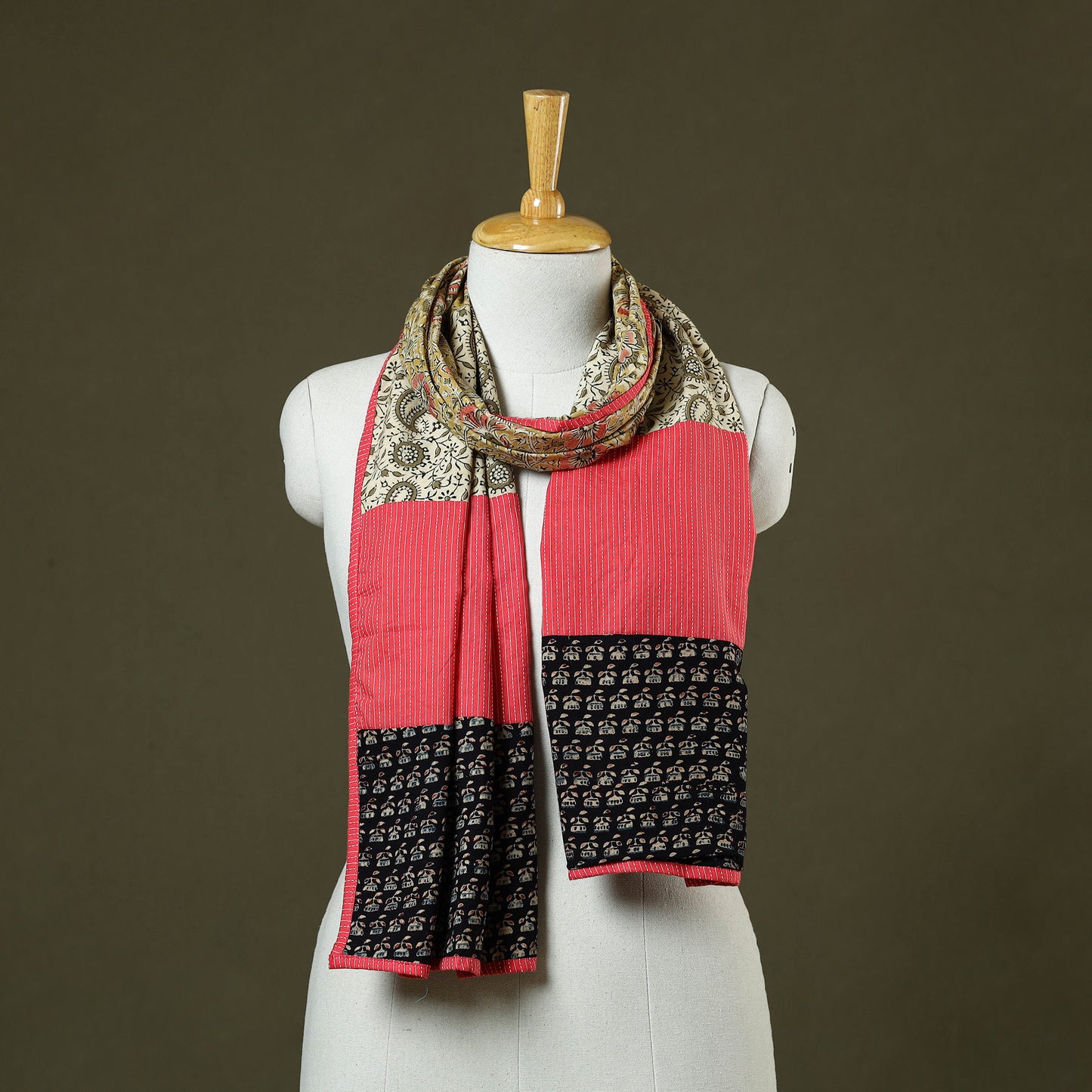 Multicolor - cotton patchwork kalamkari stole 07