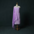 Purple - Lucknowi Chikankari Hand Embroidered Georgette 3pc Unstitched Dress Material Suit Set 14