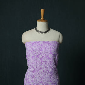 Purple - Lucknowi Chikankari Hand Embroidered Georgette 3pc Unstitched Dress Material Suit Set 14