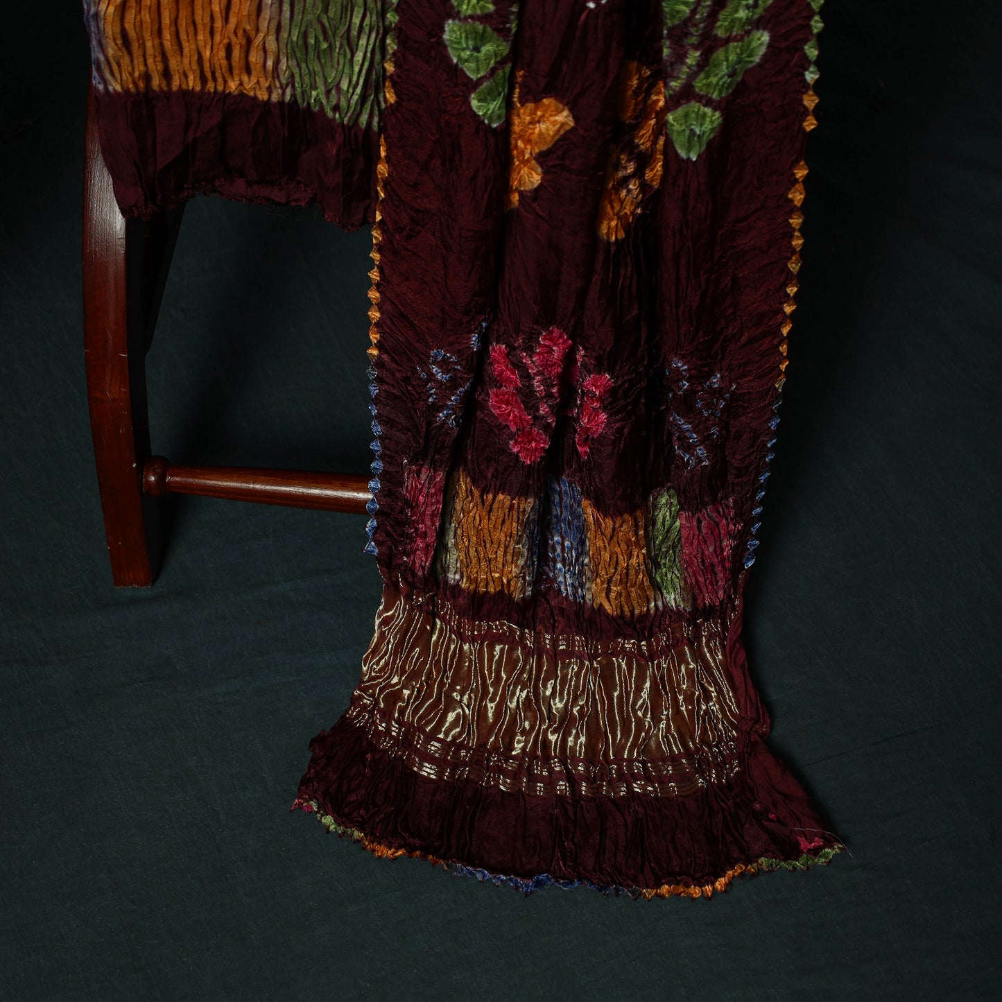 Kutch Bandhani Shibori Tie-Dye Modal Silk 3pc Unstitched Dress Material Suit Set 17