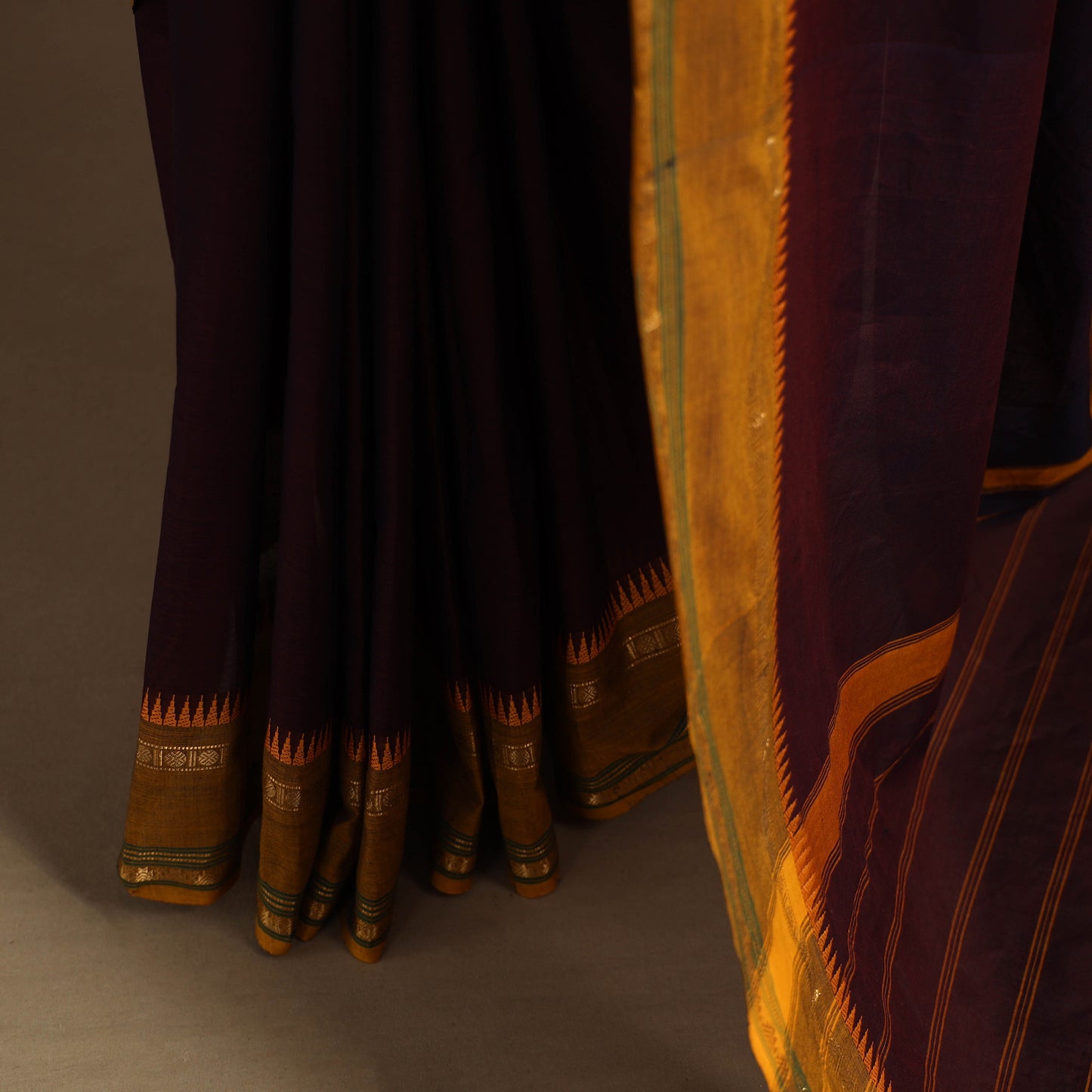 Purple Kandangi Chettinad Cotton Saree with Border