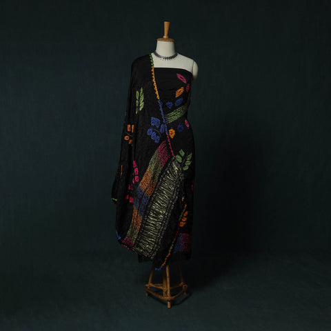 Kutch Bandhani Shibori Tie-Dye Modal Silk 3pc Unstitched Dress Material Suit Set 18