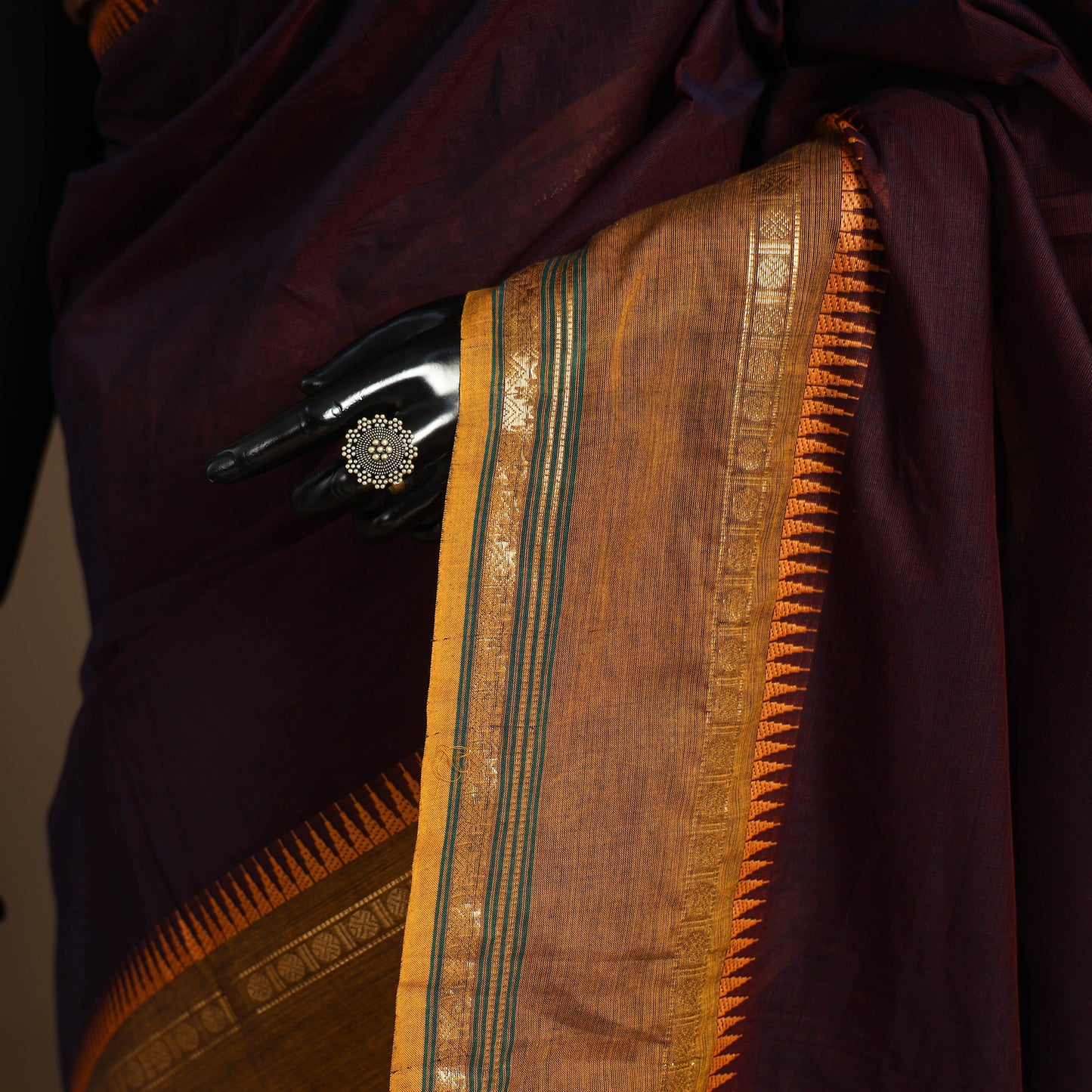 Purple Kandangi Chettinad Cotton Saree with Border