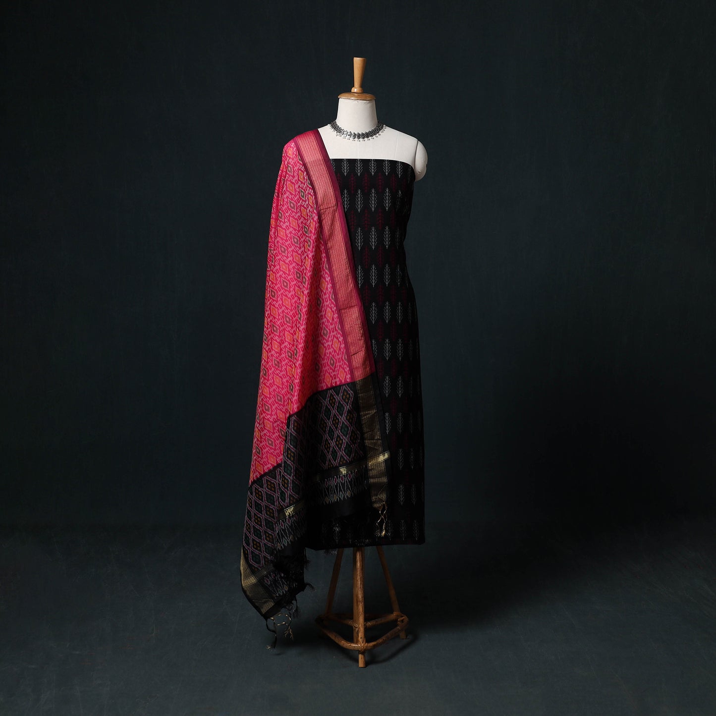Pochampally Ikat Handloom Sico 2pc Unstitched Dress Material Kurta Set 07
