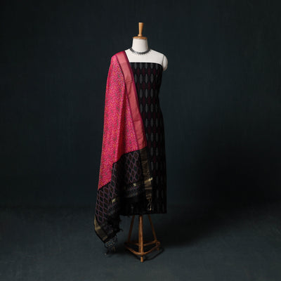 Pochampally Ikat Handloom Sico 2pc Unstitched Dress Material Kurta Set 07