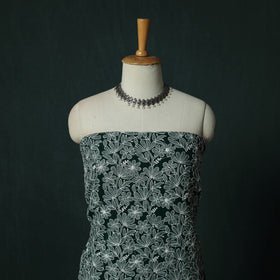 Green - Lucknowi Chikankari Hand Embroidered Georgette 3pc Unstitched Dress Material Suit Set 15