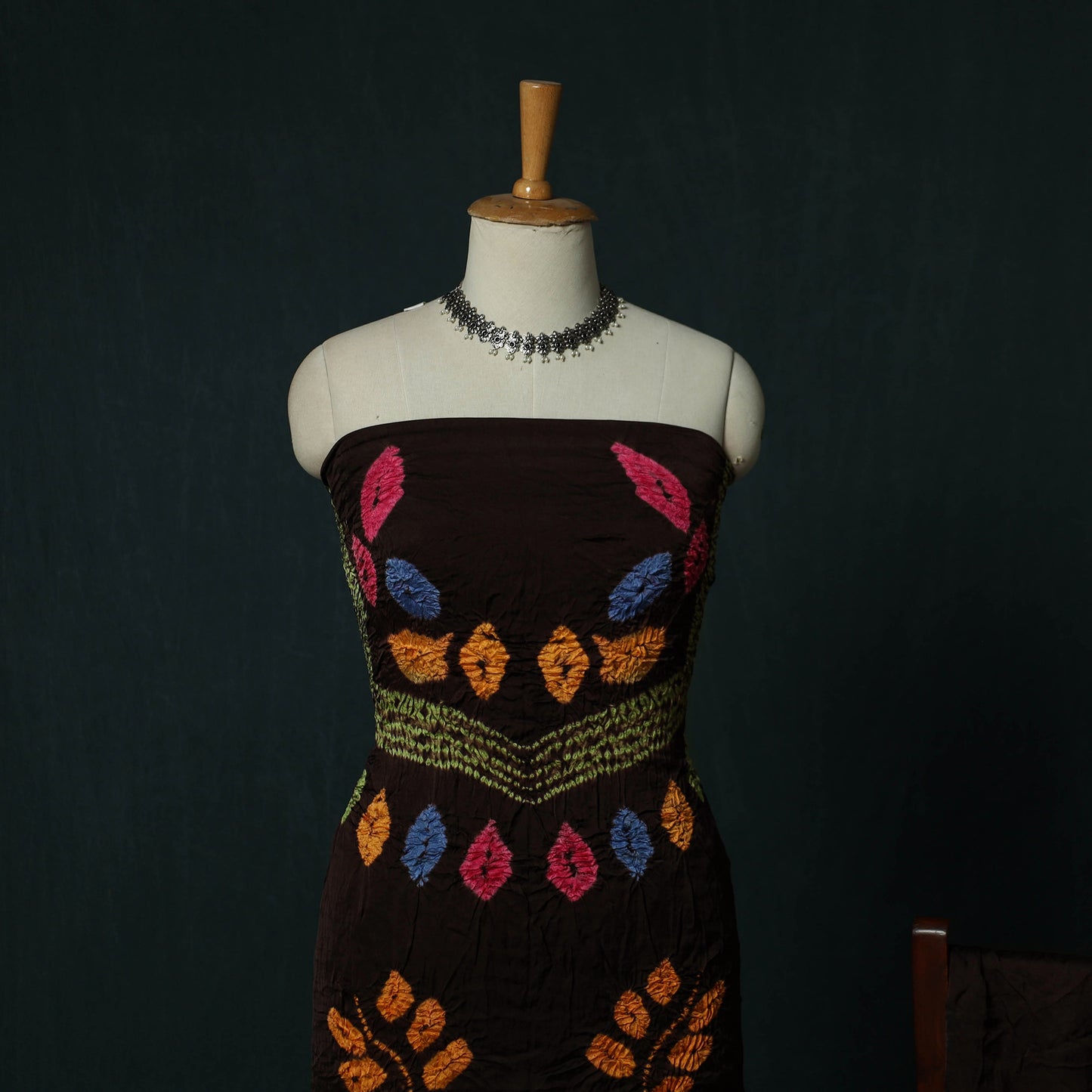 Kutch Bandhani Shibori Tie-Dye Modal Silk 3pc Unstitched Dress Material Suit Set 19