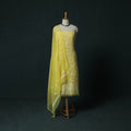 Yellow - Lucknowi Chikankari Hand Embroidered Georgette 3pc Unstitched Dress Material Suit Set 16