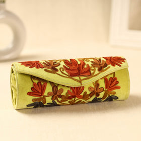 Yellow Kashmiri Crewel Hand Embroidery Velvet Clutch