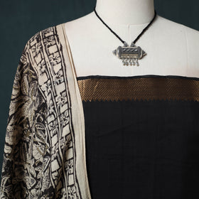 Mangalagiri Handwoven 2pc Cotton Unstitched Dress Material Kurta Set with Jewellery 13
