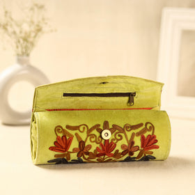 Yellow Kashmiri Crewel Hand Embroidery Velvet Clutch