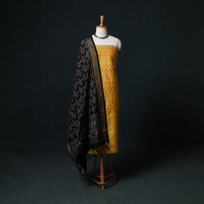 Pochampally Ikat Handloom Sico 2pc Unstitched Dress Material Kurta Set 09