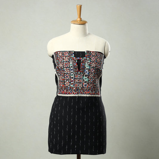 Black - Exclusive! Kutch Embroidery Work Cotton Kurta Material - (2.7 Meter) 60