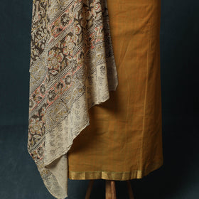 Mangalagiri Handwoven 2pc Cotton Unstitched Dress Material Kurta Set with Jewellery 14