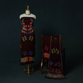 Kutch Bandhani Shibori Tie-Dye Modal Silk 3pc Unstitched Dress Material Suit Set 20