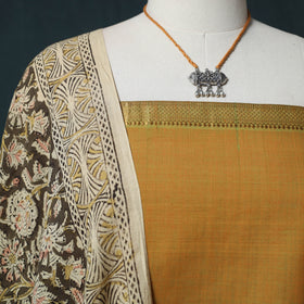 Mangalagiri Handwoven 2pc Cotton Unstitched Dress Material Kurta Set with Jewellery 14