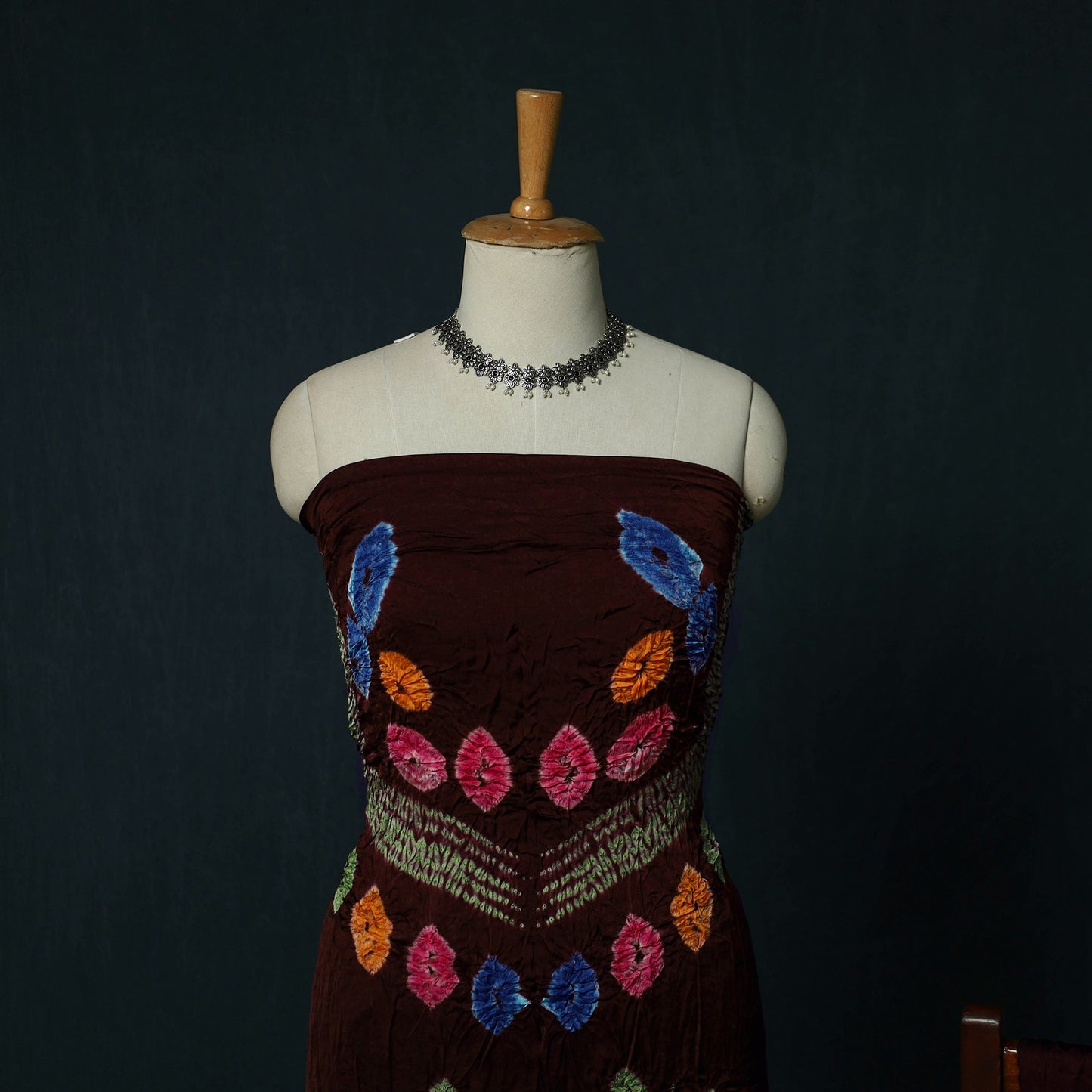 Kutch Bandhani Shibori Tie-Dye Modal Silk 3pc Unstitched Dress Material Suit Set 20