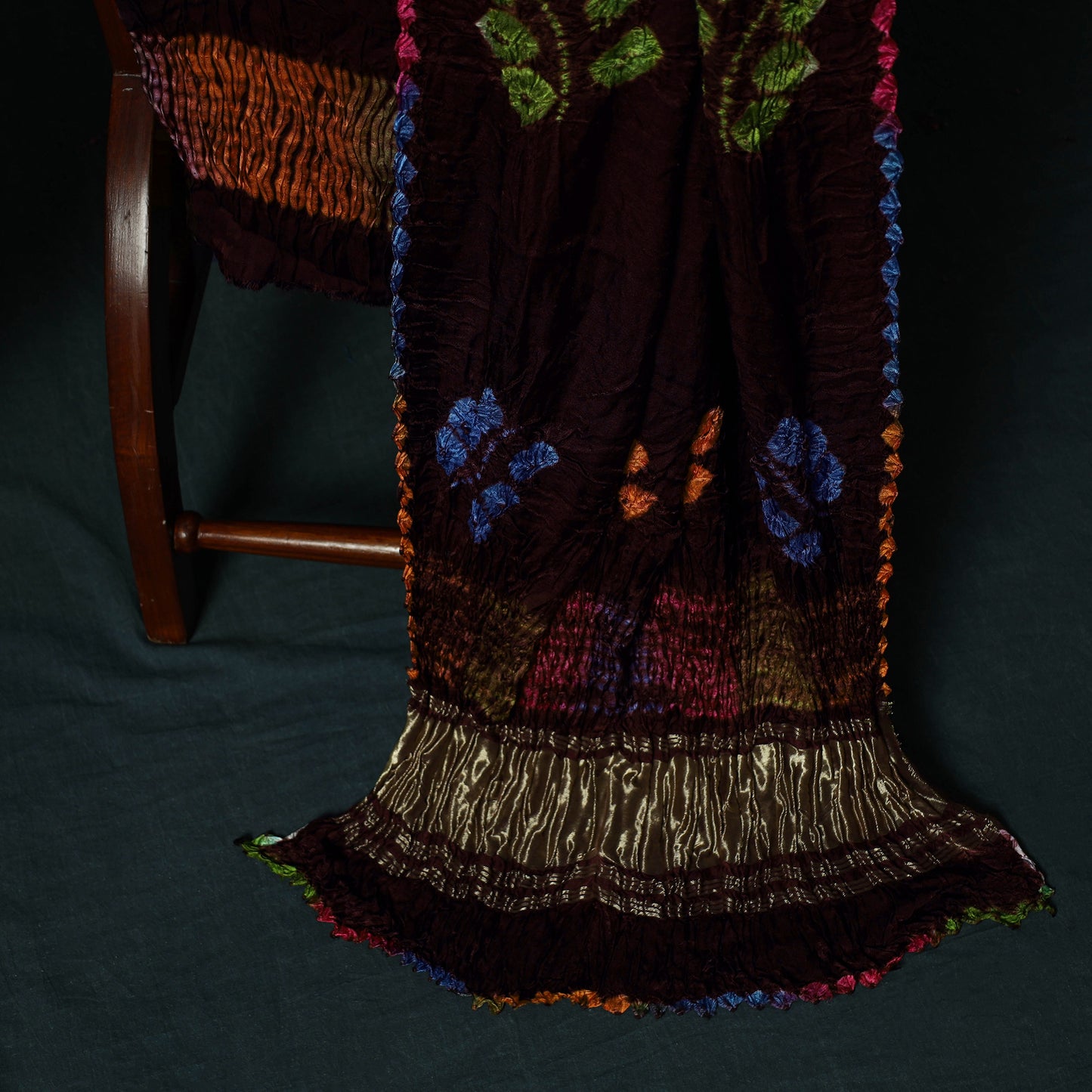 Kutch Bandhani Shibori Tie-Dye Modal Silk 3pc Unstitched Dress Material Suit Set 20