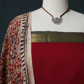 Mangalagiri Handwoven 2pc Cotton Unstitched Dress Material Kurta Set with Jewellery 15