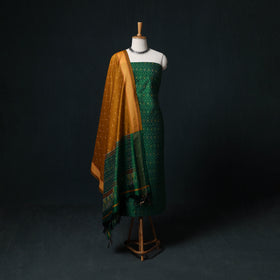 Pochampally Ikat Handloom Sico 2pc Unstitched Dress Material Kurta Set 11