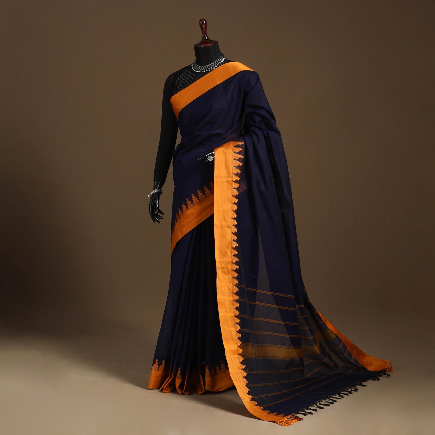 Blue - kandangi chettinad cotton saree with border 113