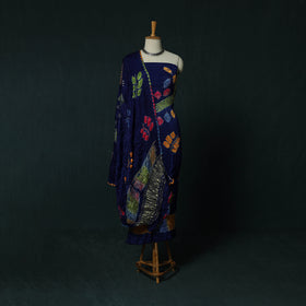 Kutch Bandhani Shibori Tie-Dye Modal Silk 3pc Unstitched Dress Material Suit Set 22