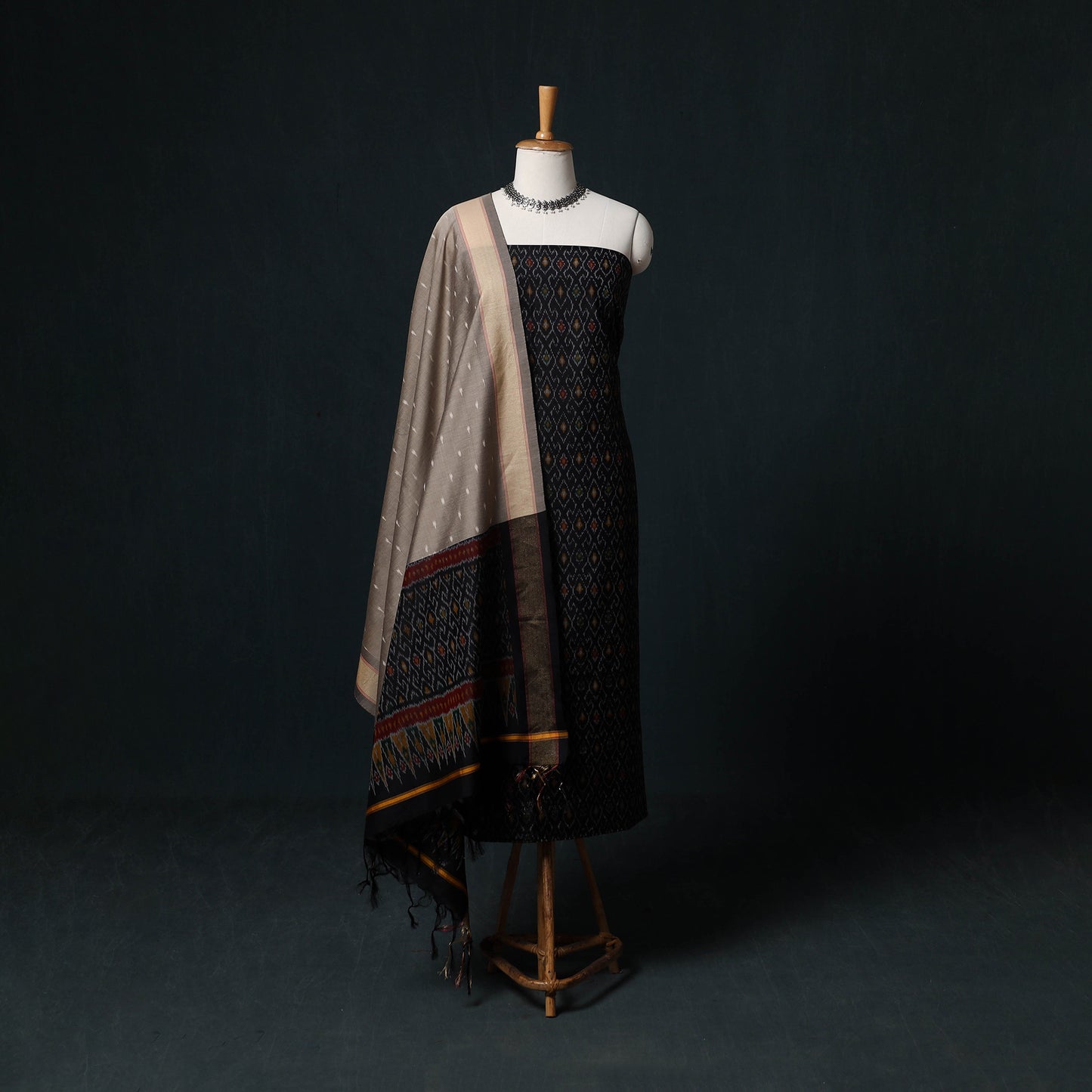 Pochampally Ikat Handloom Sico 2pc Unstitched Dress Material Kurta Set 12