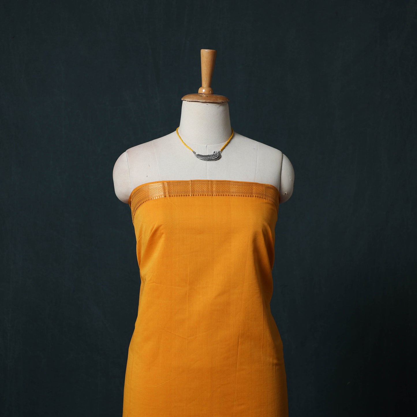 Mangalagiri Handwoven 2pc Cotton Unstitched Dress Material Kurta Set with Jewellery 16