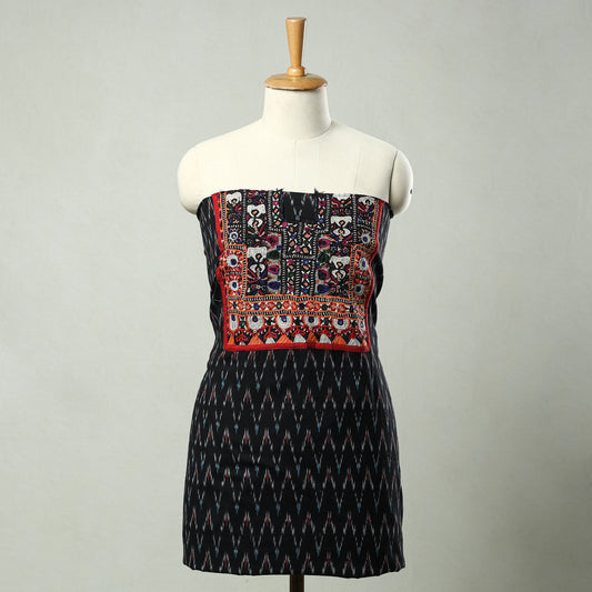 Black - Exclusive! Kutch Embroidery Work Cotton Kurta Material - (2.8 Meter) 62