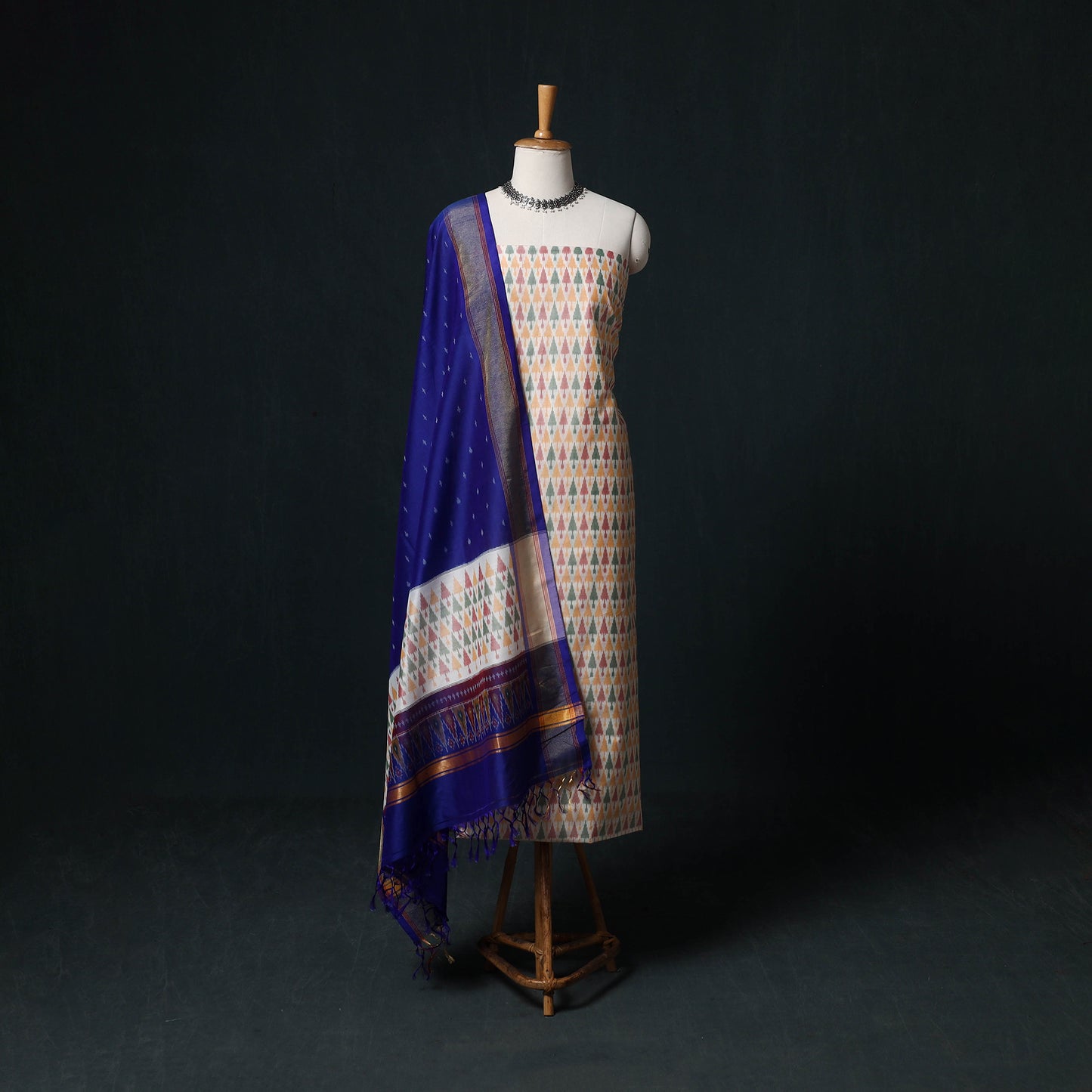 Pochampally Ikat Handloom Sico 2pc Unstitched Dress Material Kurta Set 13