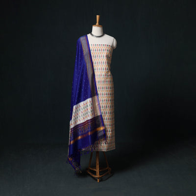 Pochampally Ikat Handloom Sico 2pc Unstitched Dress Material Kurta Set 13