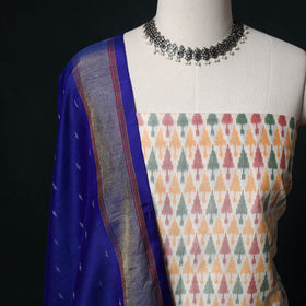 Pochampally Ikat Handloom Sico 2pc Unstitched Dress Material Kurta Set 13