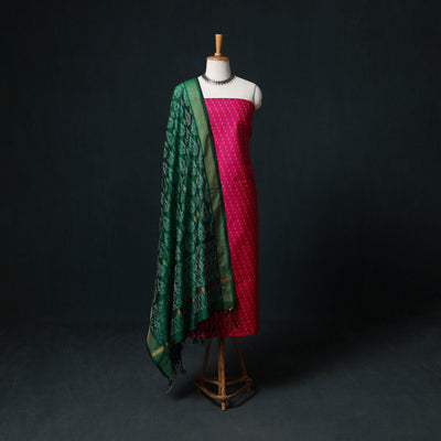 Pochampally Ikat Handloom Sico 2pc Unstitched Dress Material Kurta Set 14