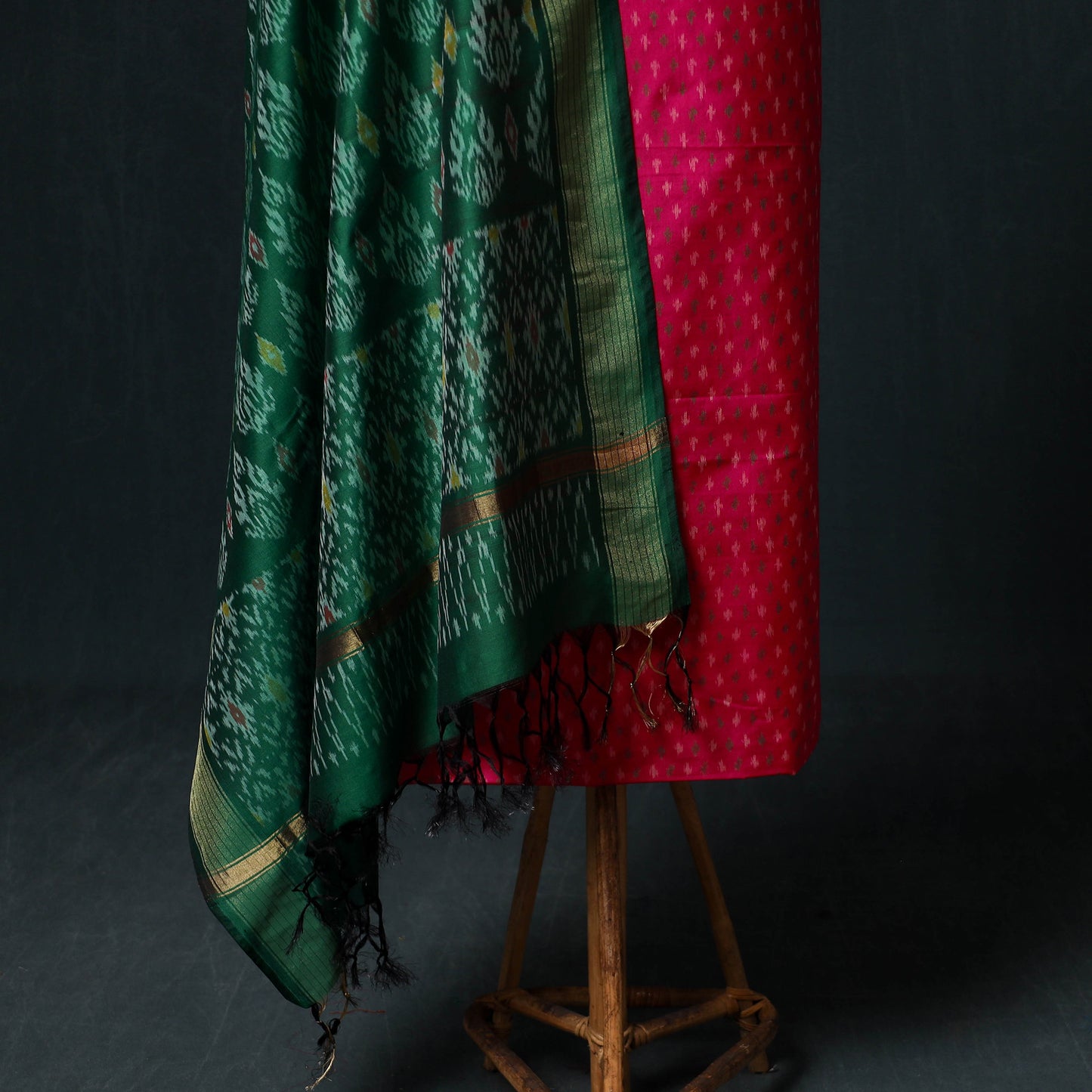 Pochampally Ikat Handloom Sico 2pc Unstitched Dress Material Kurta Set 14