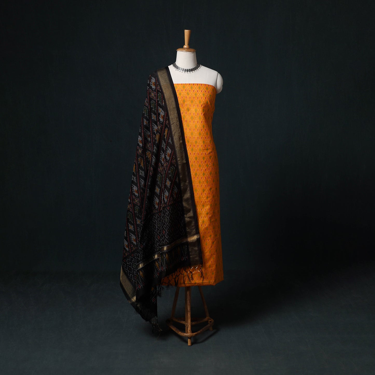 Pochampally Ikat Handloom Sico 2pc Unstitched Dress Material Kurta Set 15
