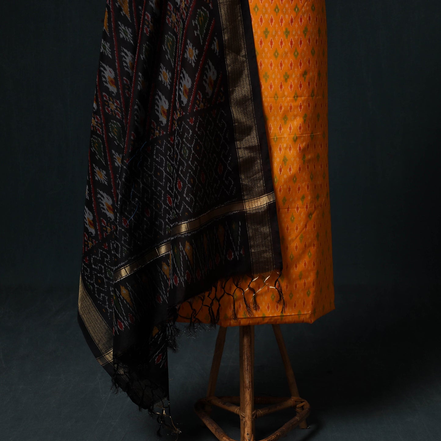 Pochampally Ikat Handloom Sico 2pc Unstitched Dress Material Kurta Set 15