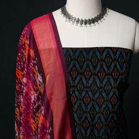 Pochampally Ikat Handloom Sico 2pc Unstitched Dress Material Kurta Set 16