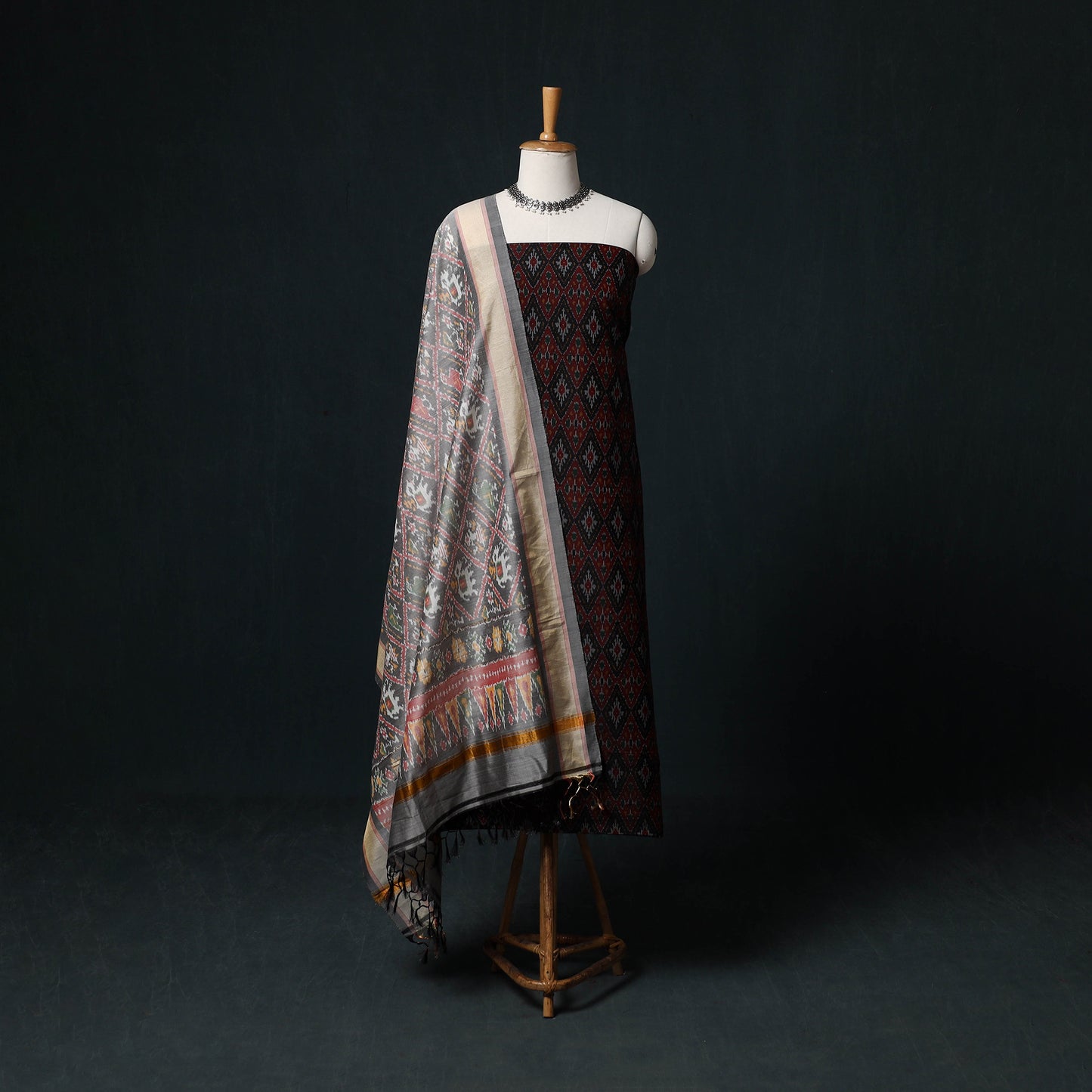 Pochampally Ikat Handloom Sico 2pc Unstitched Dress Material Kurta Set 17