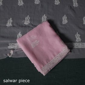 Lucknowi Chikankari Hand Embroidered Georgette 3pc Unstitched Dress Material Suit Set 21
