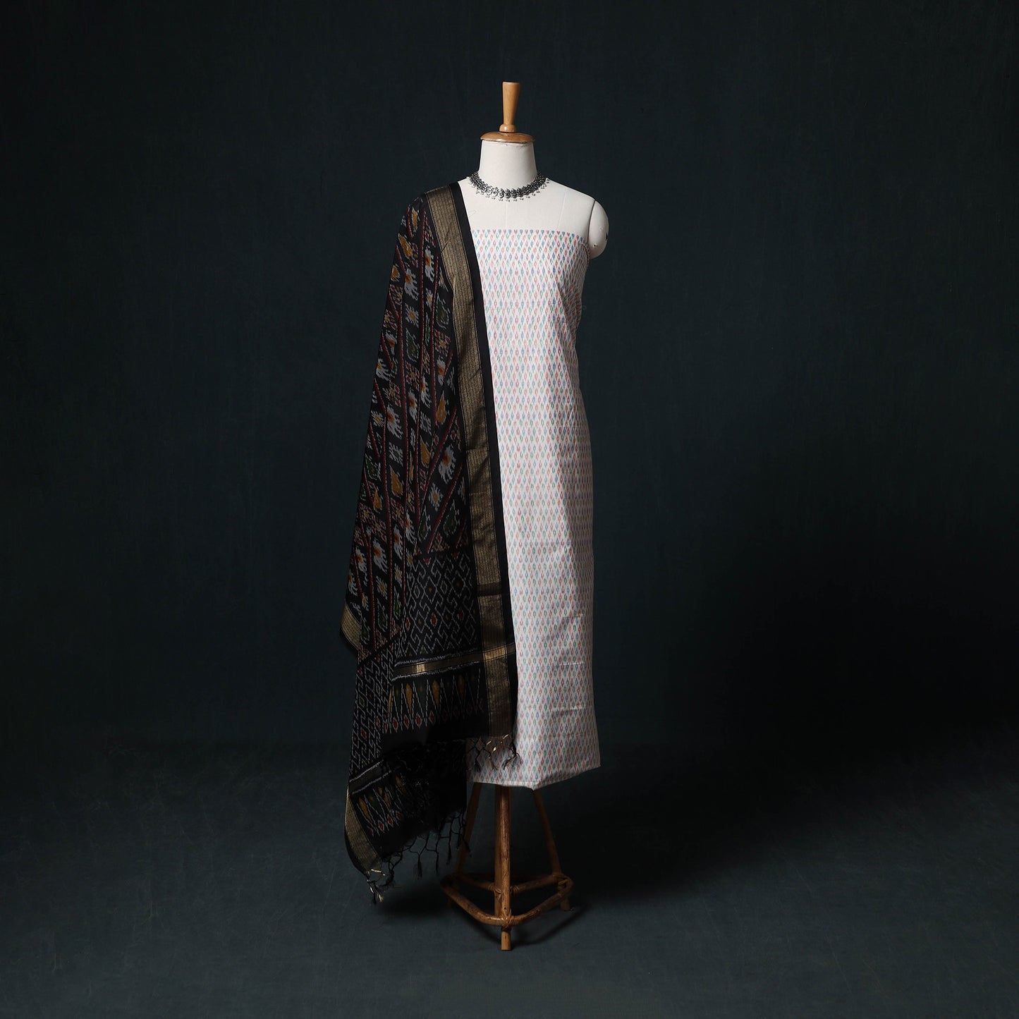 Pochampally Ikat Handloom Sico 2pc Unstitched Dress Material Kurta Set 18