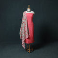 Kutch Bandhani Cotton 2pc Unstitched Dress Material Kurta Set with Earrings 01