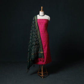 Pochampally Ikat Handloom Sico 2pc Unstitched Dress Material Kurta Set 19
